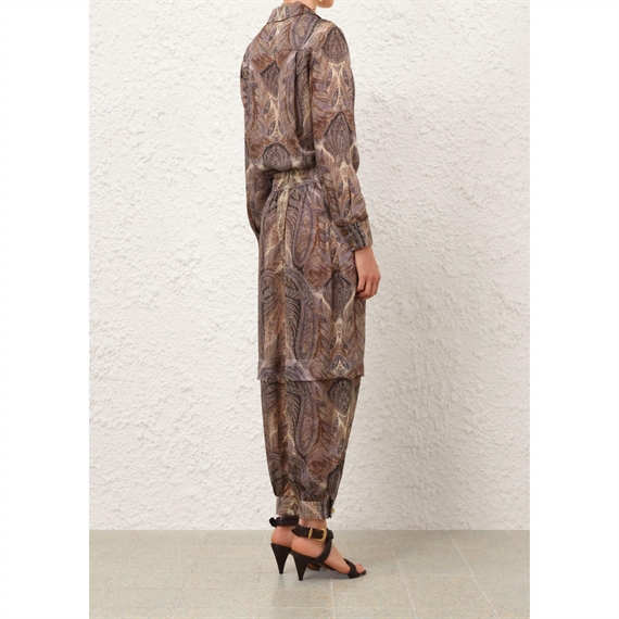 Zimmermann Hypnotic Silk Harem Bukser, Denim Paisley 